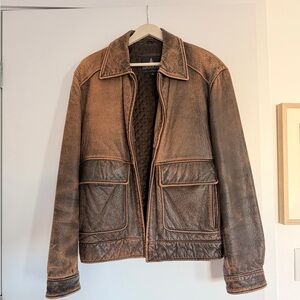 London Fog Distressed Brown Leather Jacket